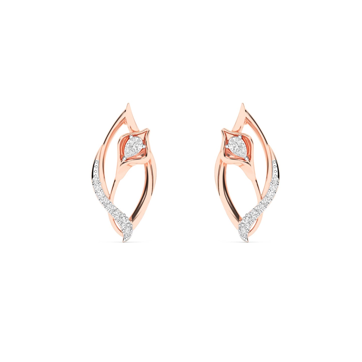 CaratWorld 3D yellow gold diamond earrings with intricate detailing and luxury finish