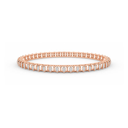CaratWorld rose gold diamond bangle with intricate top view design and luxurious craftsmanship