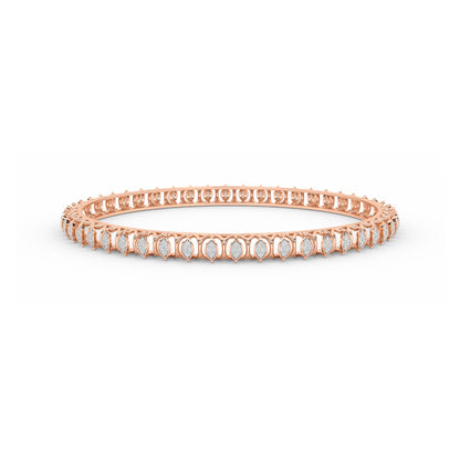 CaratWorld rose gold diamond bangle with intricate top view design and luxurious craftsmanship