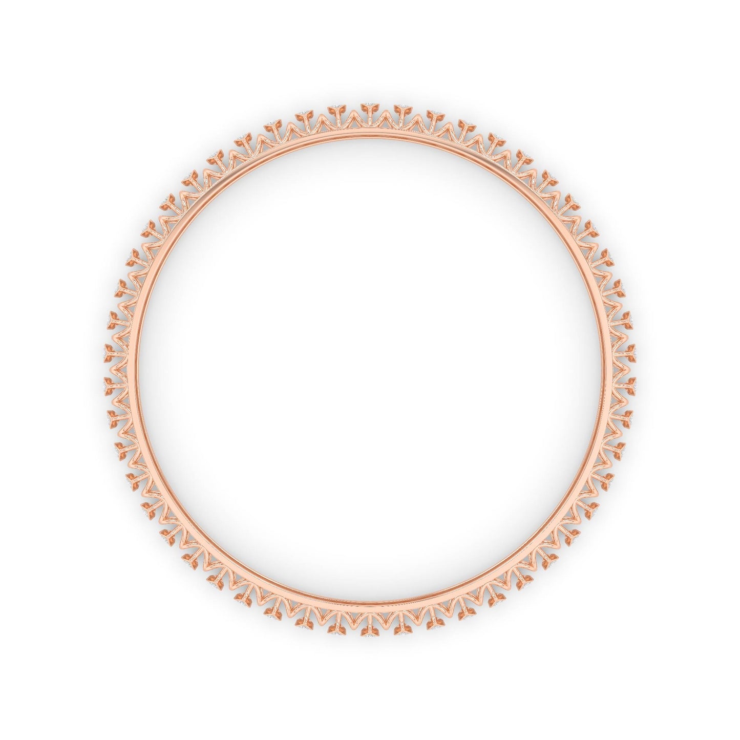 CaratWorld rose gold diamond bangle with intricate top view design and luxurious craftsmanship