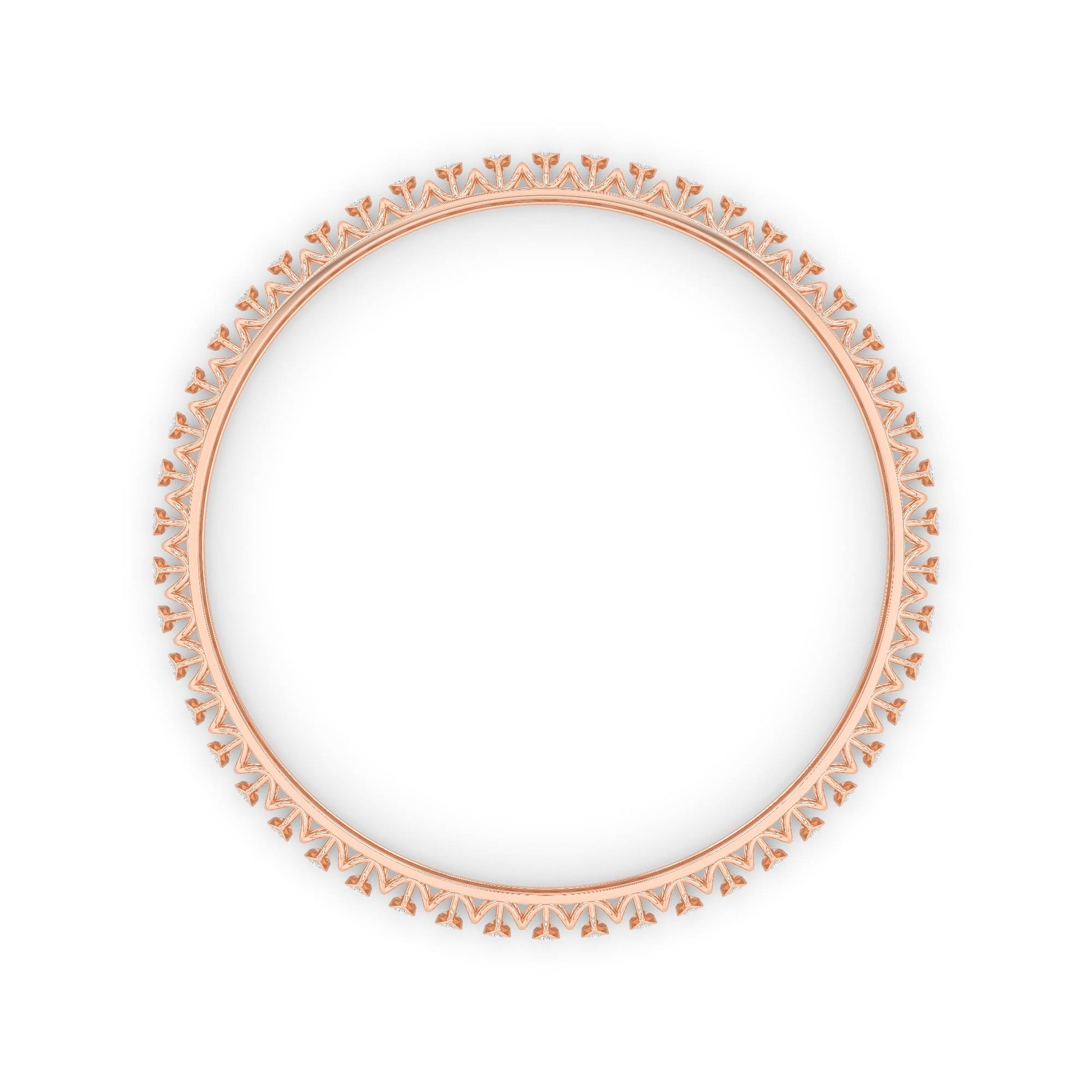 CaratWorld rose gold diamond bangle with intricate top view design and luxurious craftsmanship