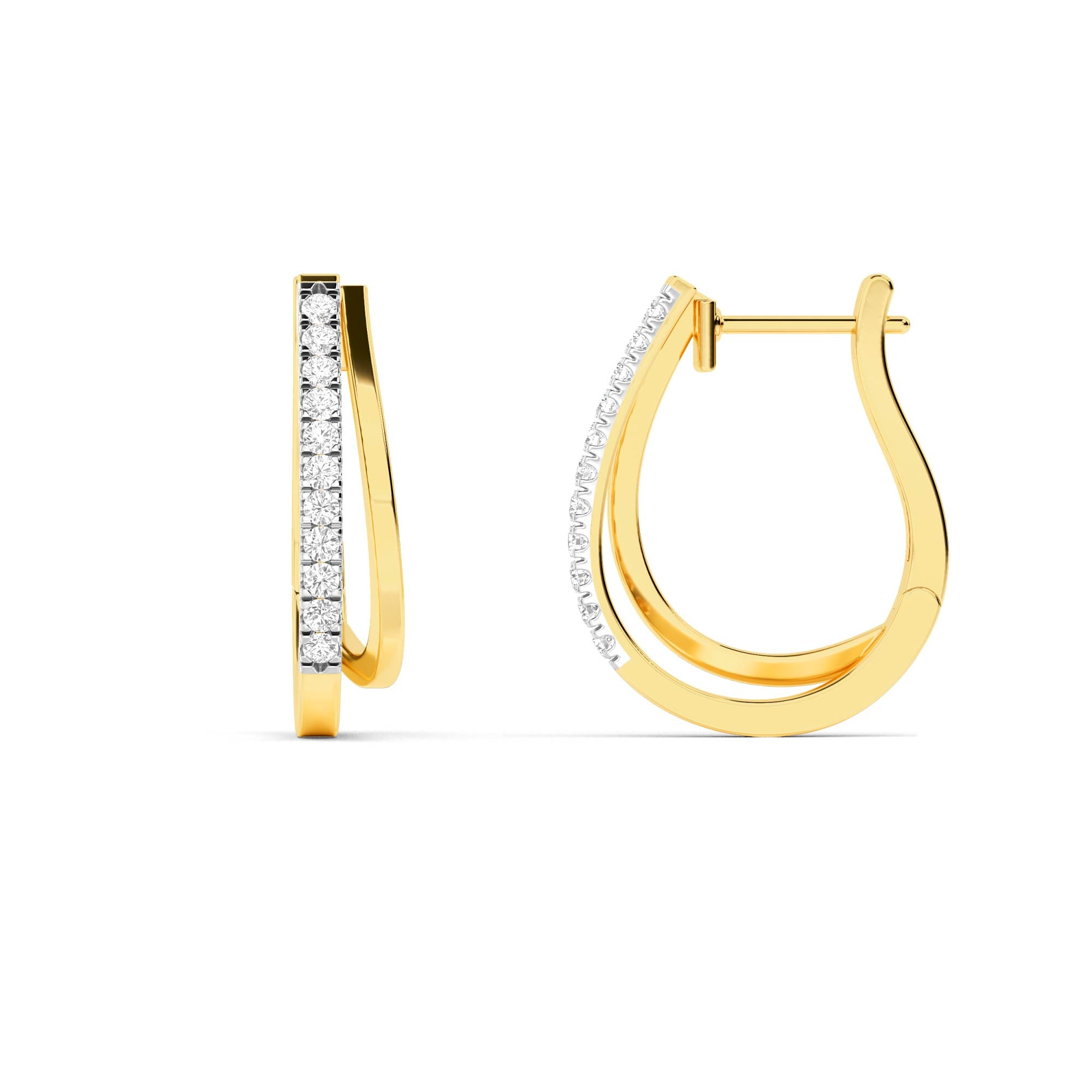14KT Yellow gold Hoop Diamond Earring ER00119