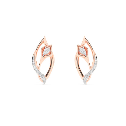 CaratWorld 3D yellow gold diamond earrings with intricate detailing and luxury finish