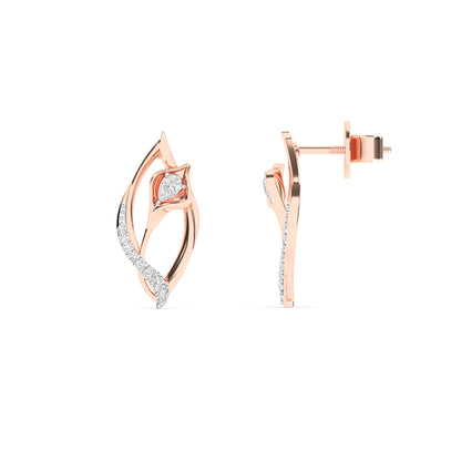 CaratWorld 3D yellow gold diamond earrings with intricate detailing and luxury finish