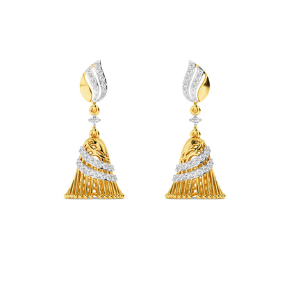 CaratWorld yellow gold diamond earrings with elegant front view showcasing timeless luxury design