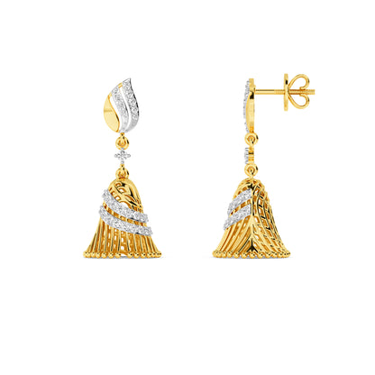 CaratWorld yellow gold diamond earrings with elegant front view showcasing timeless luxury design