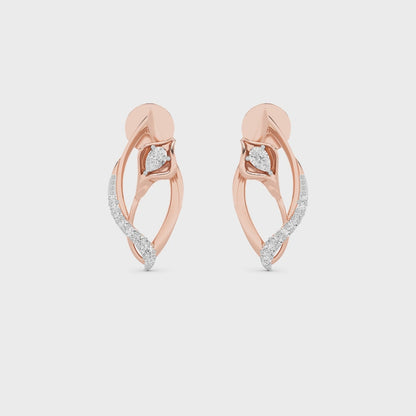 CaratWorld 3D yellow gold diamond earrings with intricate detailing and luxury finish