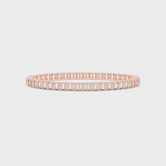 Side view of rose gold diamond bangle by CaratWorld