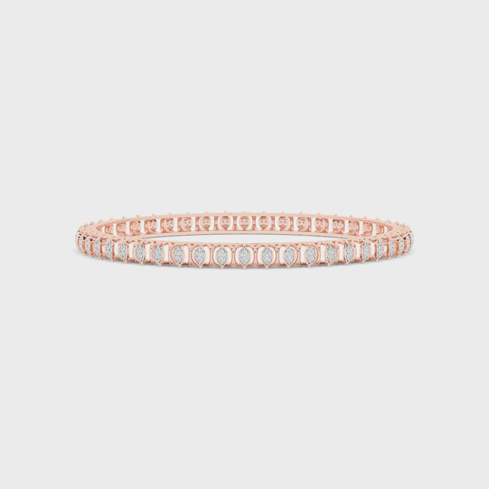 Side view of rose gold diamond bangle by CaratWorld
