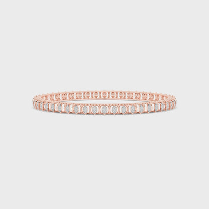 Side view of rose gold diamond bangle by CaratWorld